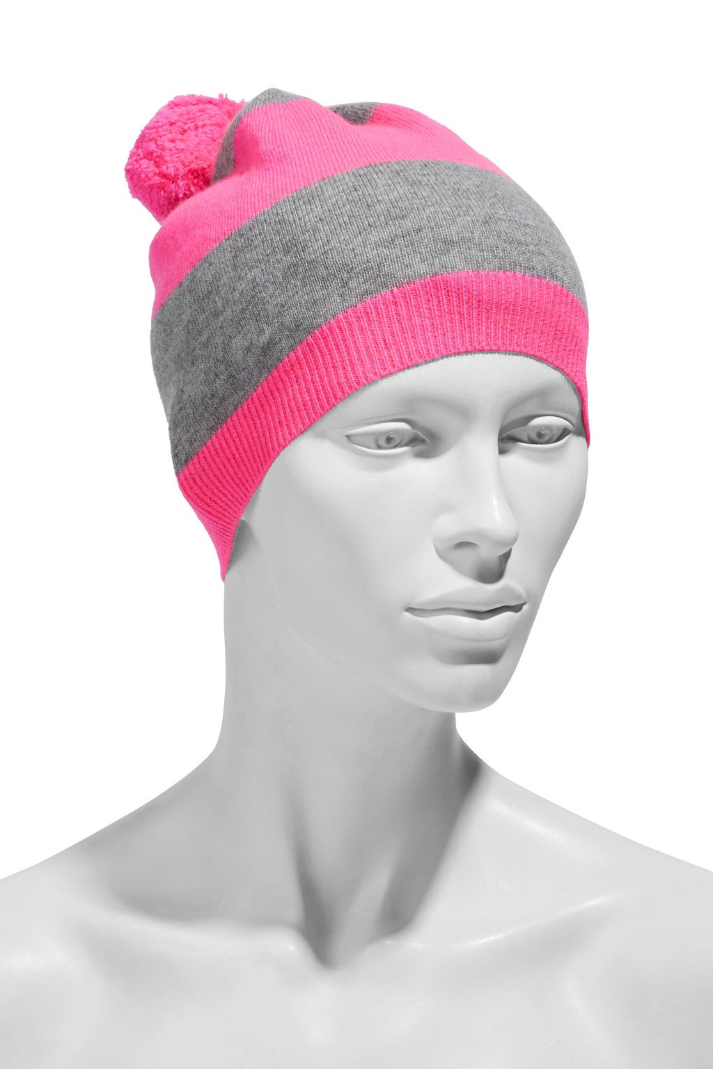 CHINTI & PARKER Pompom-embellished striped wool and cashmere-blend beanie