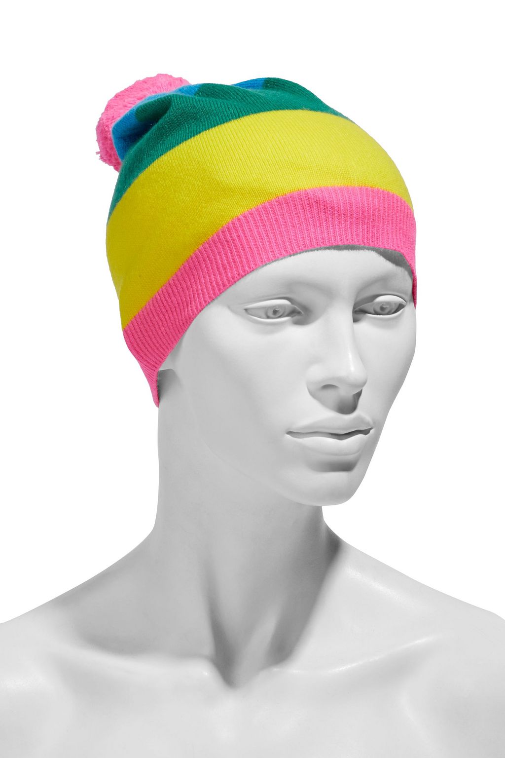 CHINTI & PARKER Pompom-embellished striped wool and cashmere-blend beanie