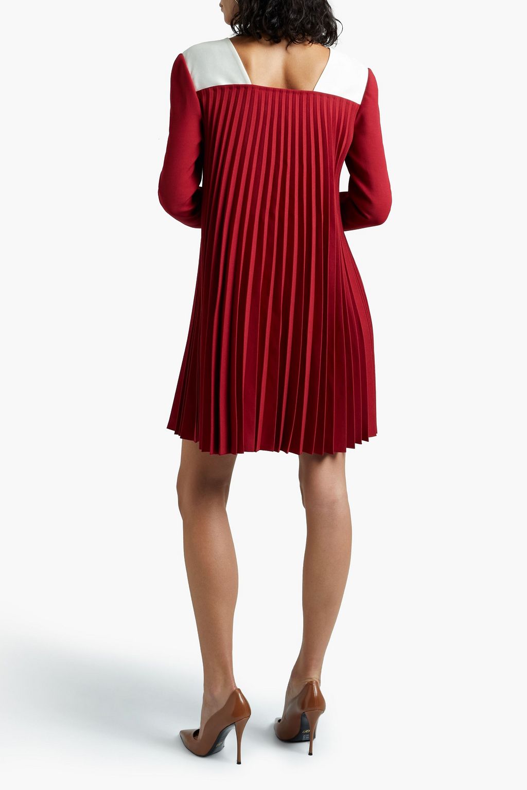 VALENTINO GARAVANI Pleated wool and silk-blend crepe mini dress
