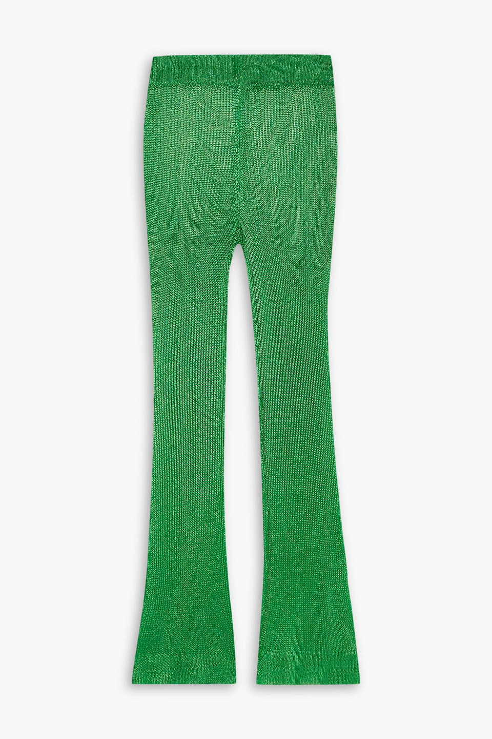 Shop Cult Gaia Nevaeh Open-knit Flared Pants In Green