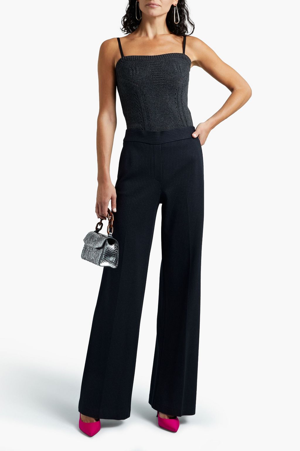 VALENTINO GARAVANI Pointelle-knit wool and cashmere-blend camisole