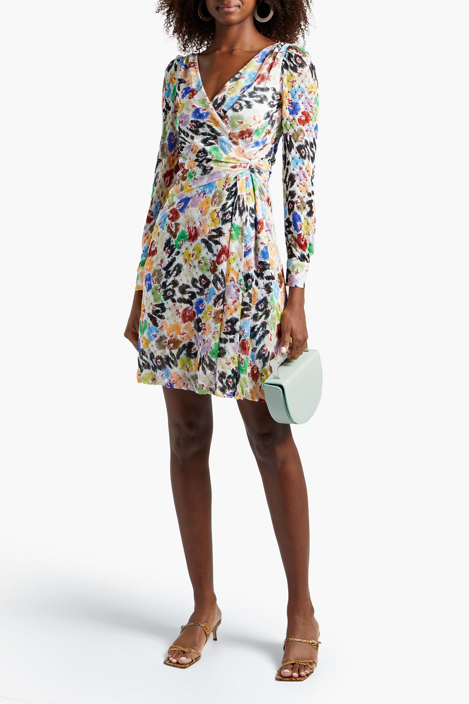 Missoni Wrap-effect Printed Crochet-knit Mini Dress In White | ModeSens