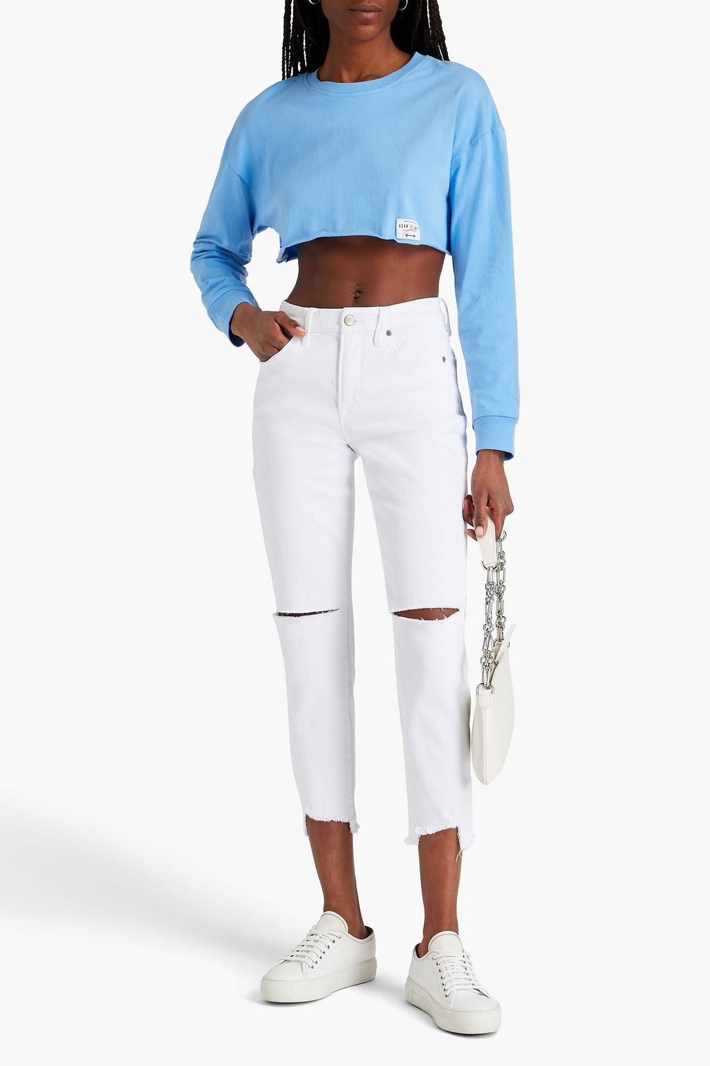 GOOD AMERICAN Cropped distressed high-rise skinny  jeans