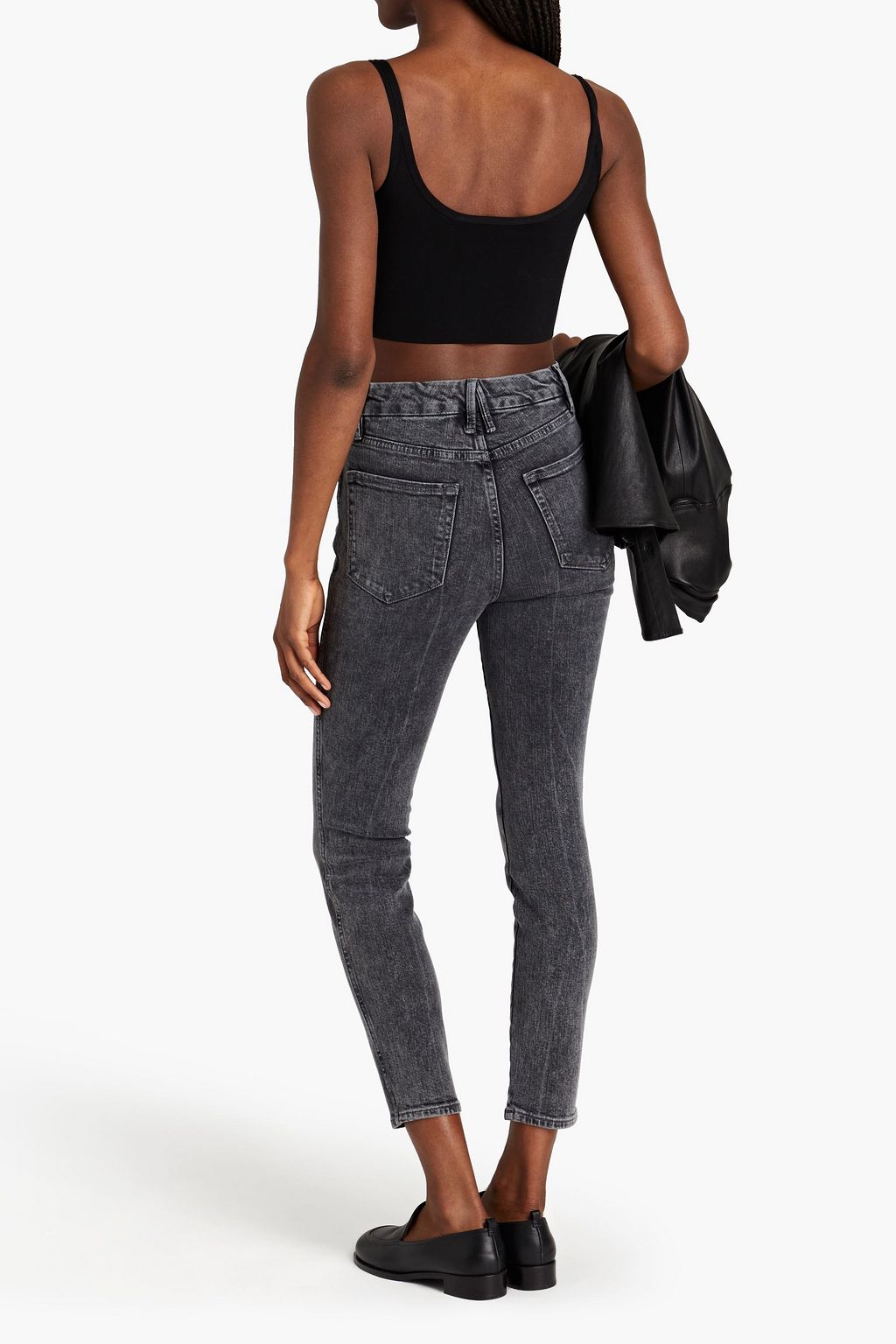 GOOD AMERICAN Good Curve cropped faded high-rise skinny jeans