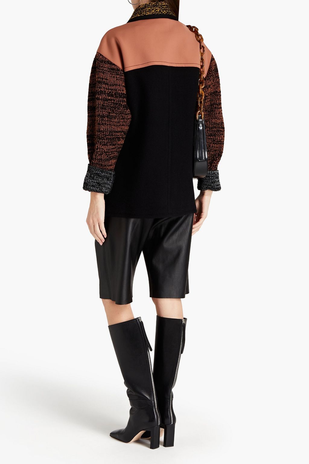 M MISSONI Paneled neoprene and knitted hooded jacket