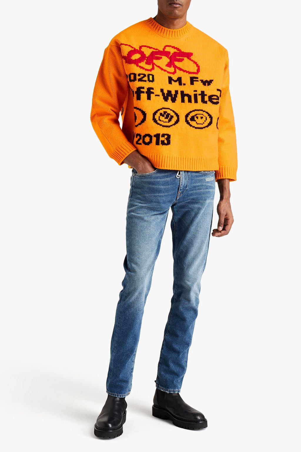 OFF-WHITE™ Jacquard-knit wool-blend sweater