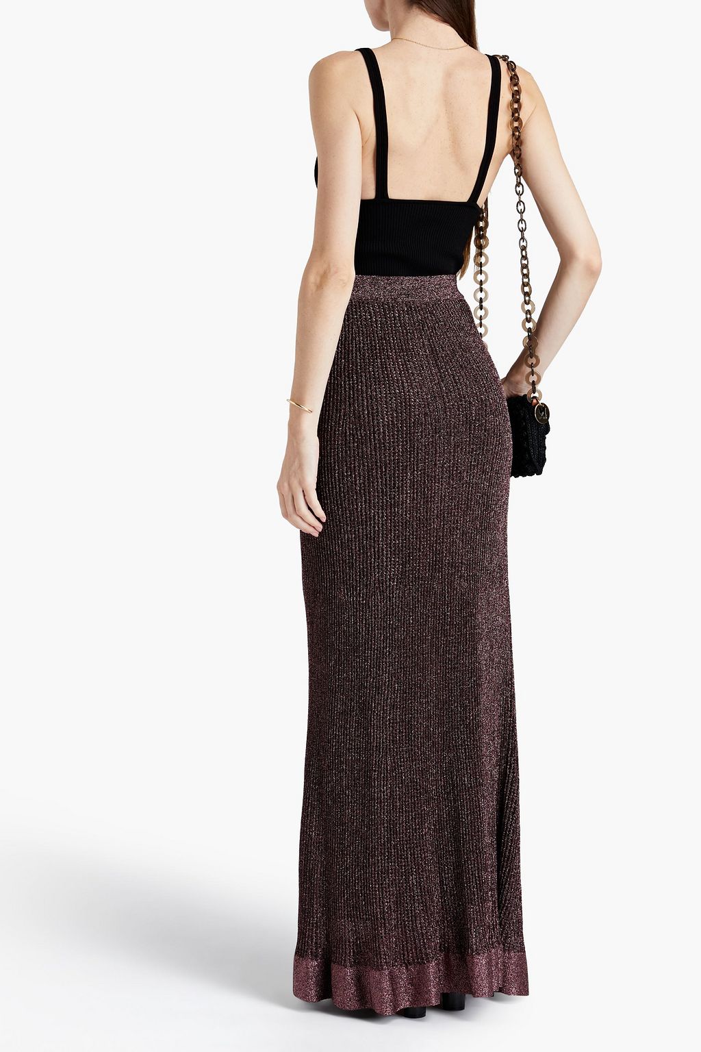 M MISSONI Metallic ribbed-knit maxi skirt
