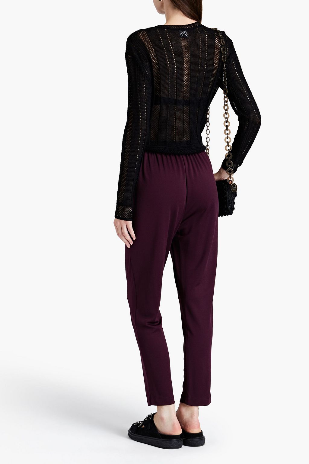 M MISSONI Pointelle-trimmed crochet-knit sweater