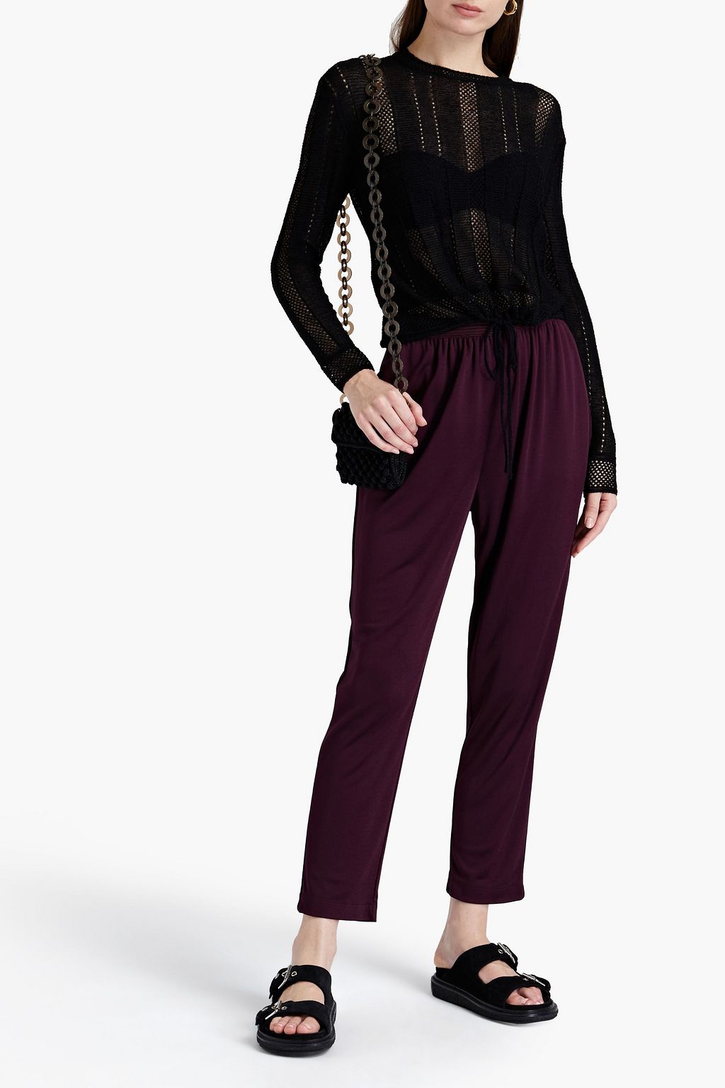 M MISSONI Pointelle-trimmed crochet-knit sweater