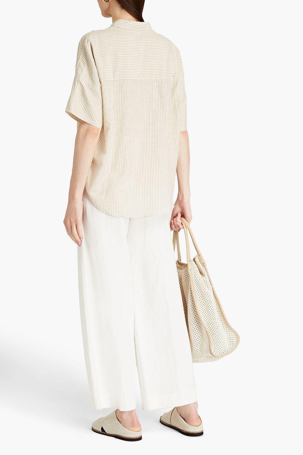 RAG & BONE Striped modal and linen-blend gauze shirt