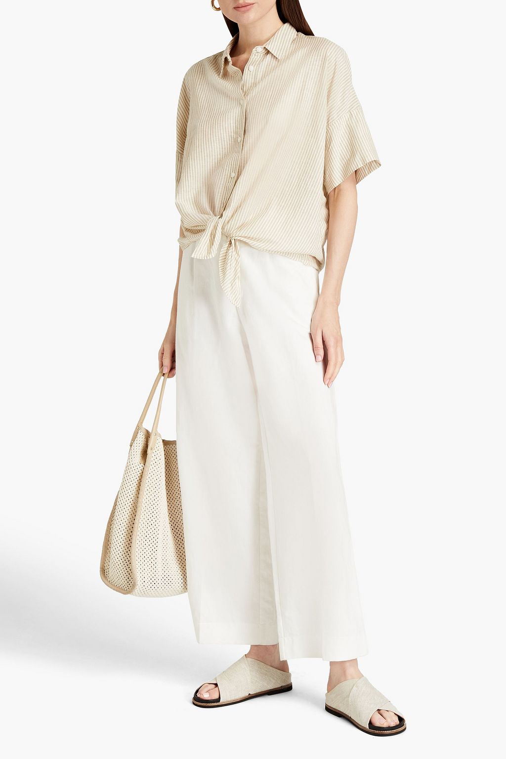 RAG & BONE Striped modal and linen-blend gauze shirt