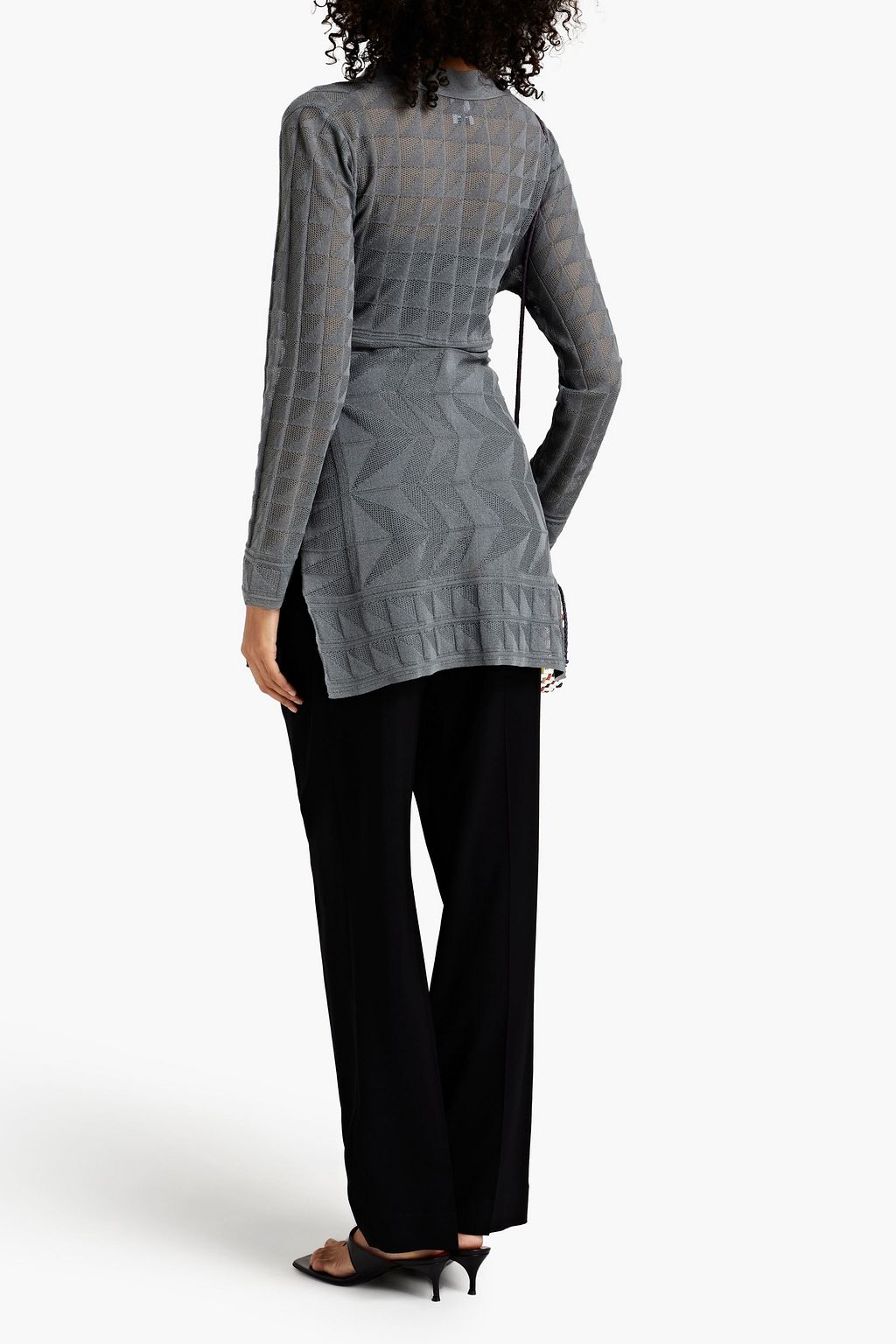 M MISSONI Lace-up crochet-knit cotton-blend wrap cardigan