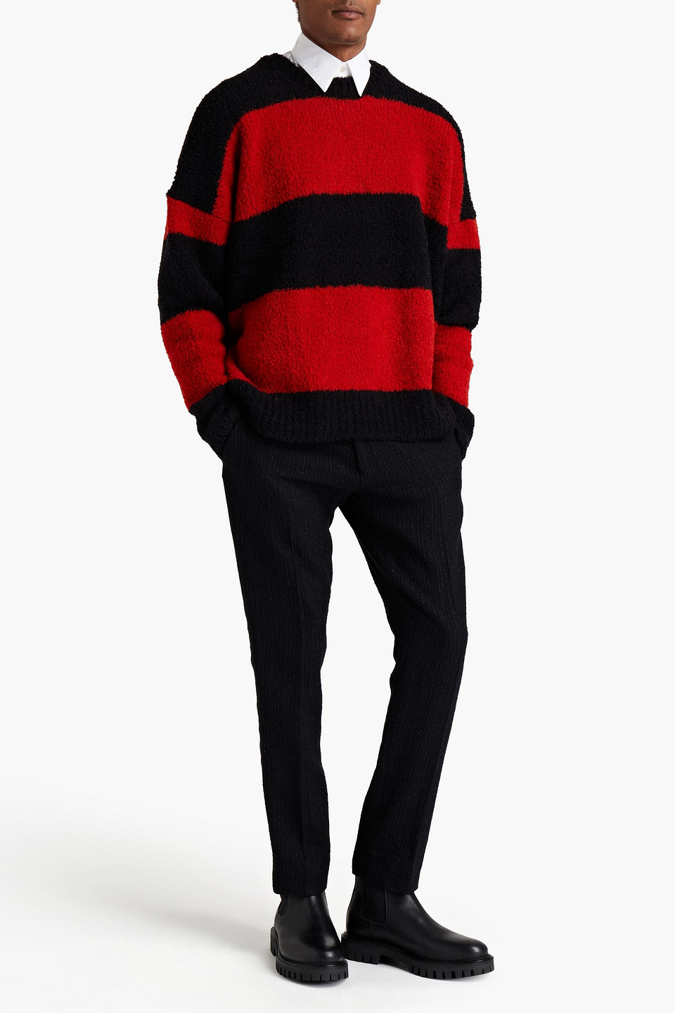 Amiri Man Striped Bouclé-knit Wool-blend Jumper In Multi