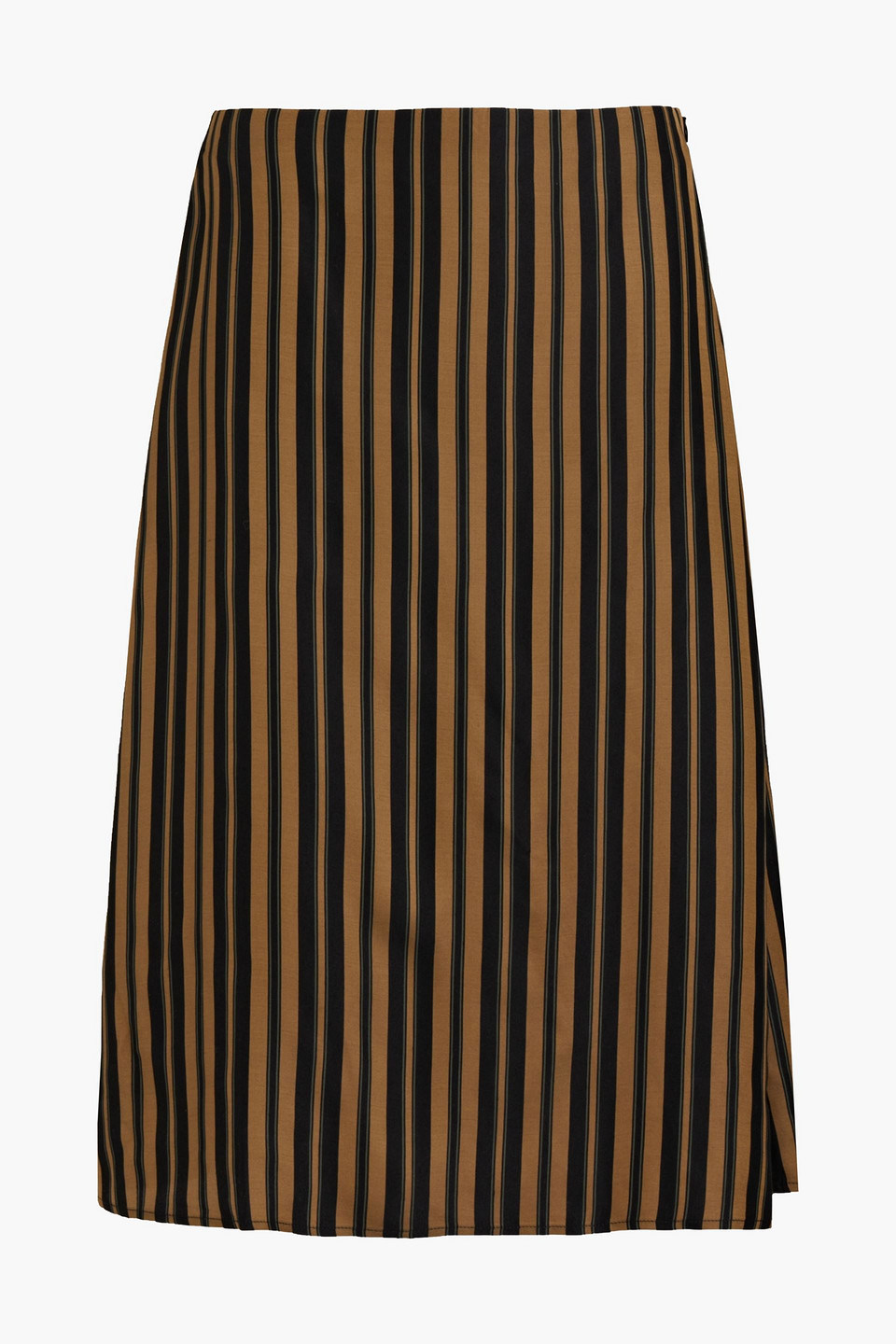 rag & bone - mandy striped satin-twill midi skirt - black - m