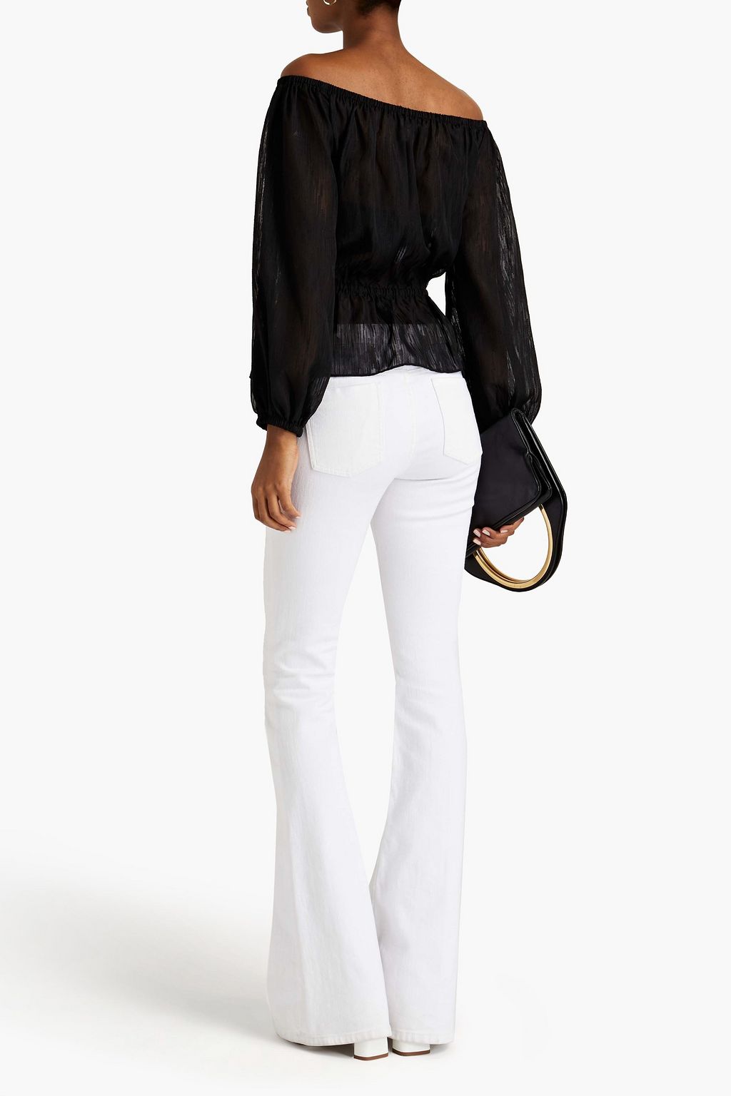 RACHEL ZOE Off-the-shoulder fil coupé chiffon top