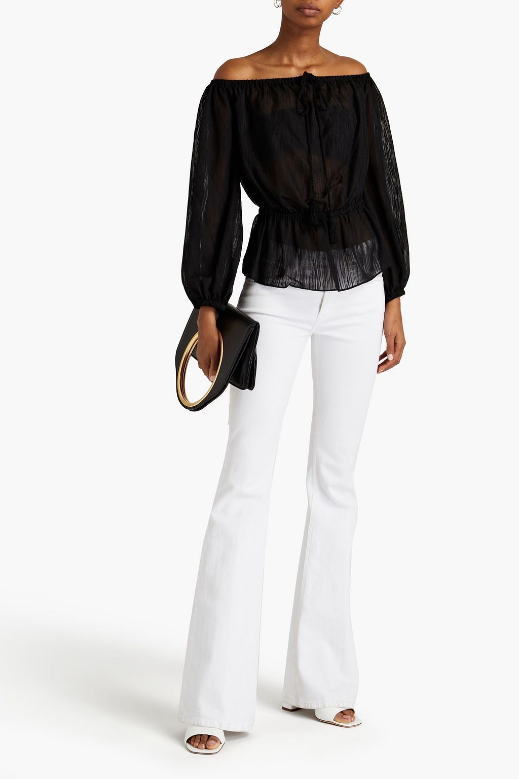 RACHEL ZOE Off-the-shoulder fil coupé chiffon top