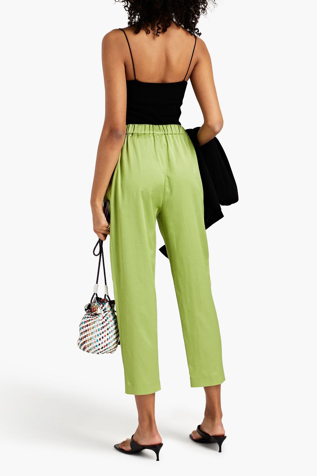 M MISSONI Cropped cotton-blend satin-crepe tapered pants