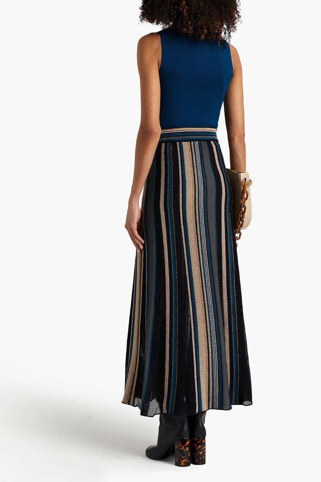 M MISSONI Crochet-trimmed metallic jacquard-knit maxi skirt