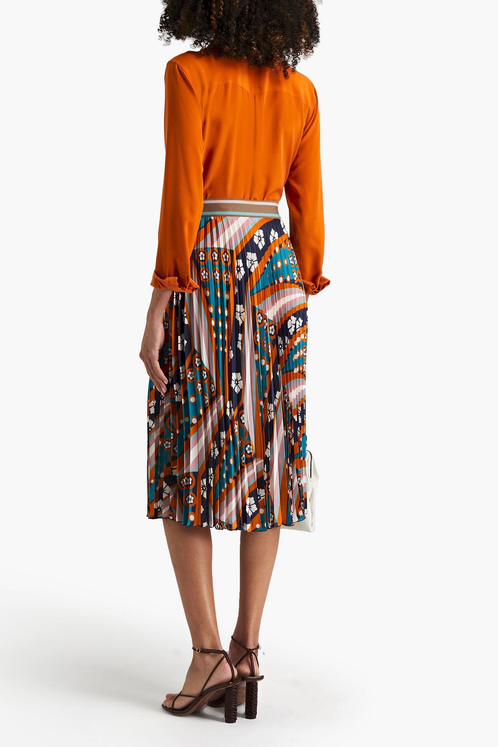 M MISSONI Pleated printed satin skirt