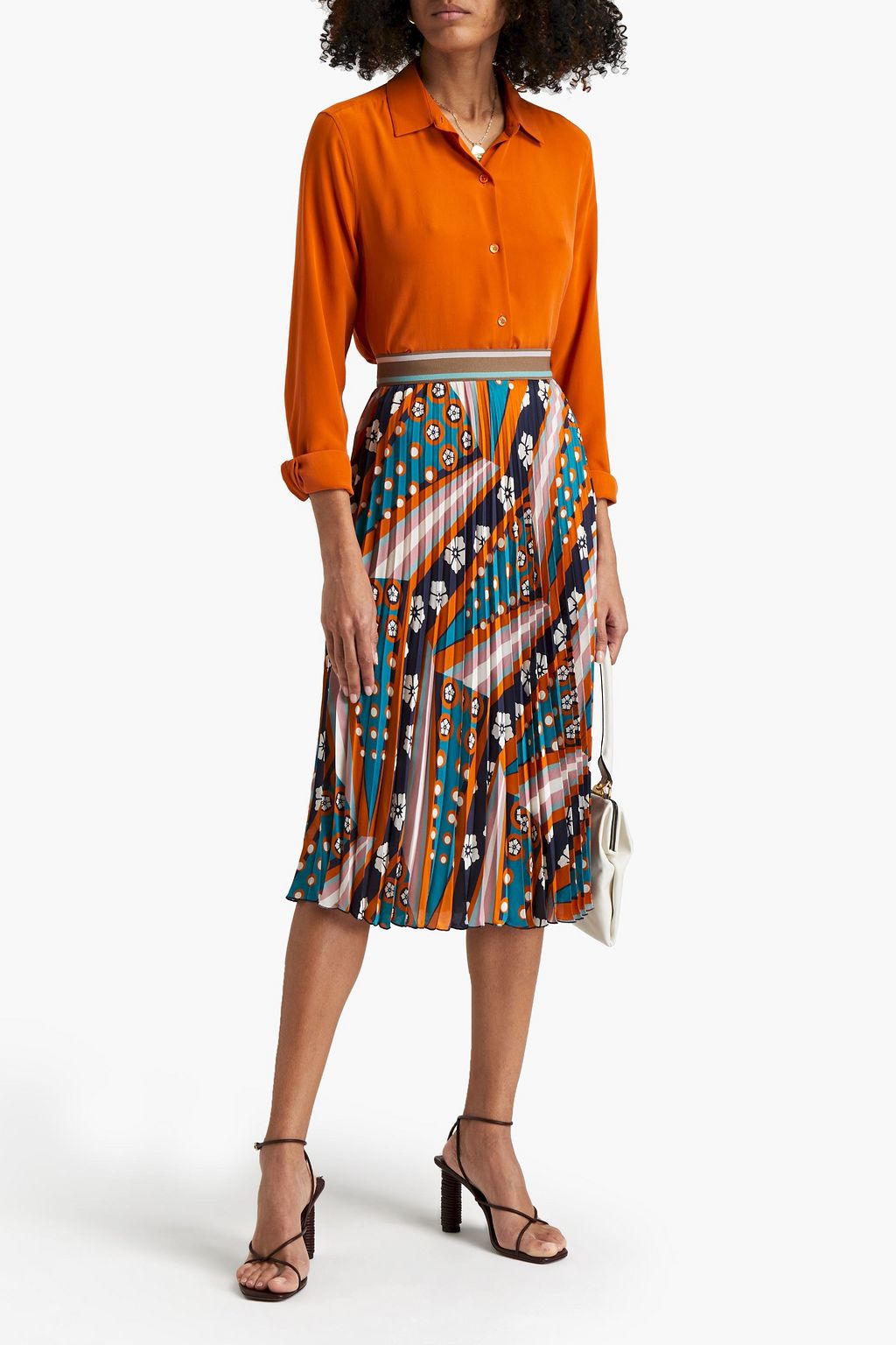 M MISSONI Pleated printed satin skirt