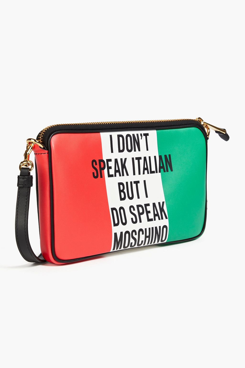 MOSCHINO Schultertasche aus Leder in Colour-Block-Optik mit Print