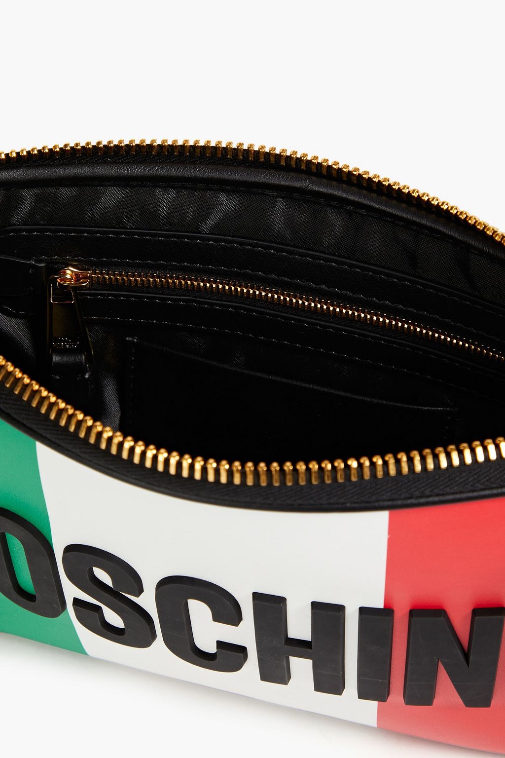 MOSCHINO Schultertasche aus Leder in Colour-Block-Optik mit Print