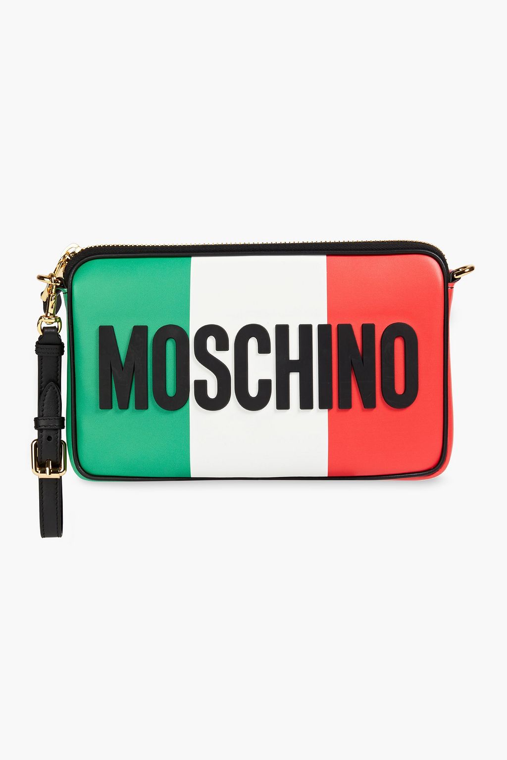 MOSCHINO Schultertasche aus Leder in Colour-Block-Optik mit Print