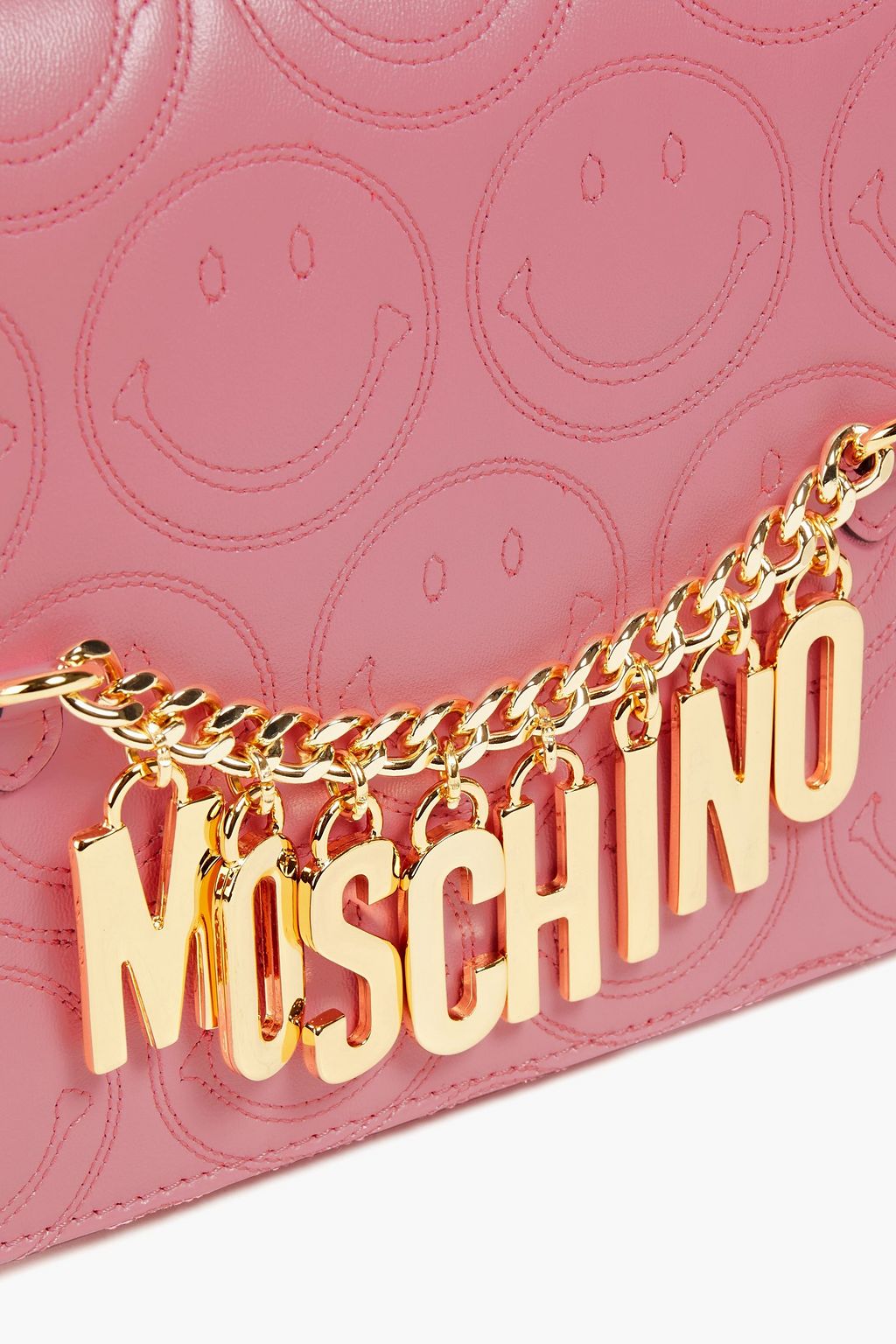 MOSCHINO Schultertasche aus gestepptem Leder mit Verzierung