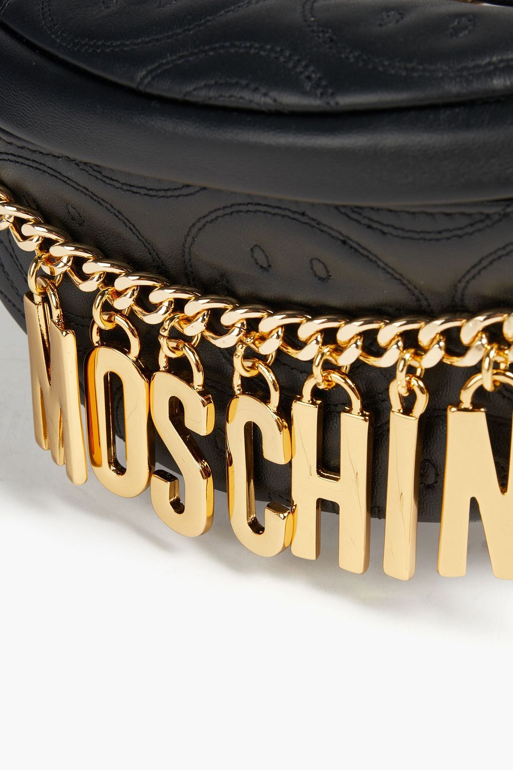MOSCHINO Gürteltasche aus gestepptem Leder mit Verzierung