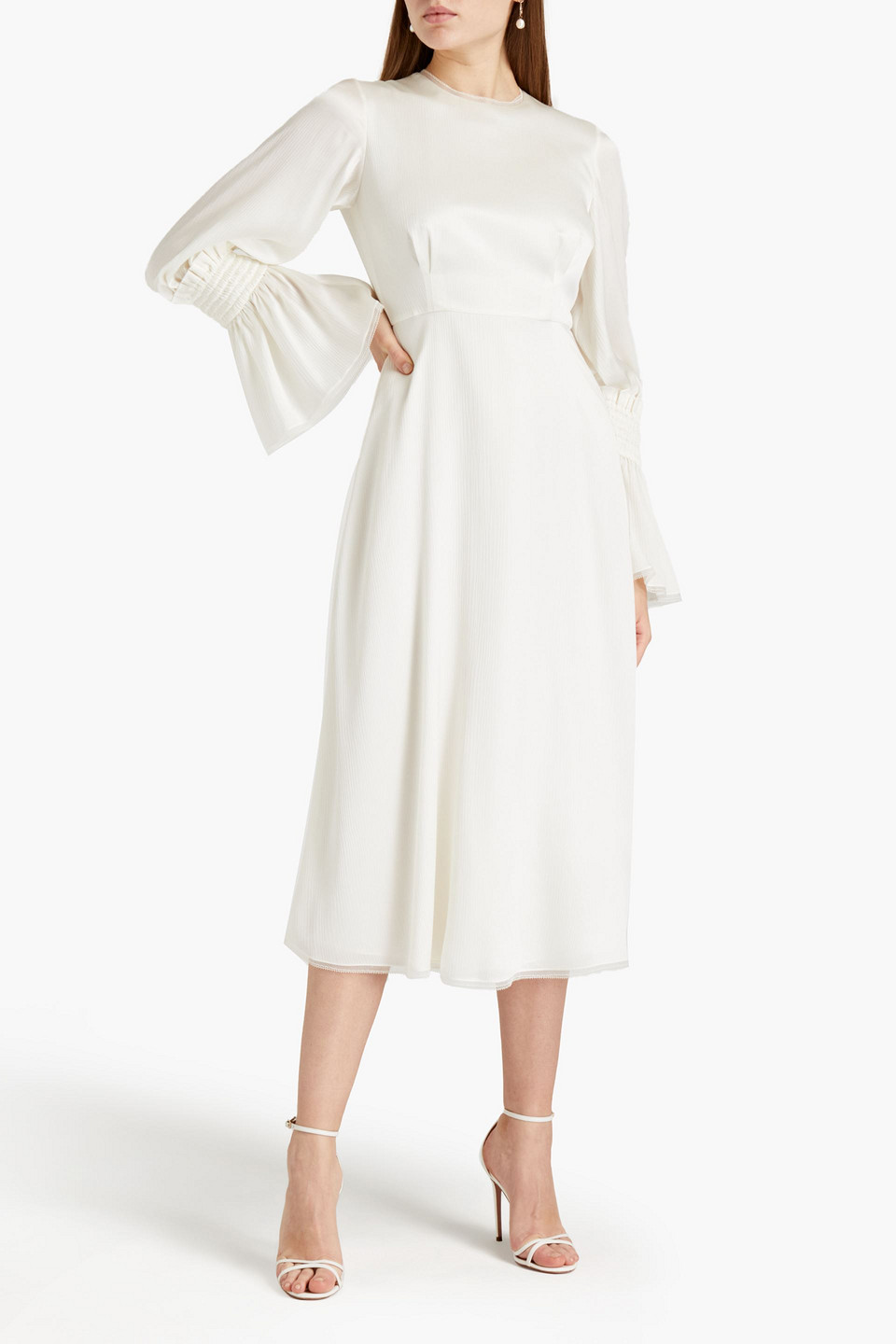 ivory satin midi dress Satin Corset Midi Dress