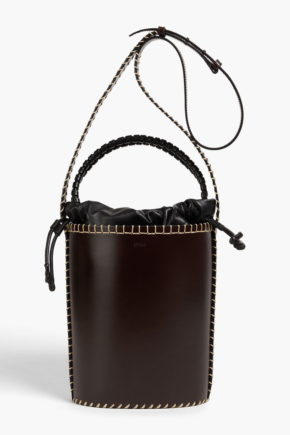 Chloé Louela Small Leather Bucket Bag In Brown