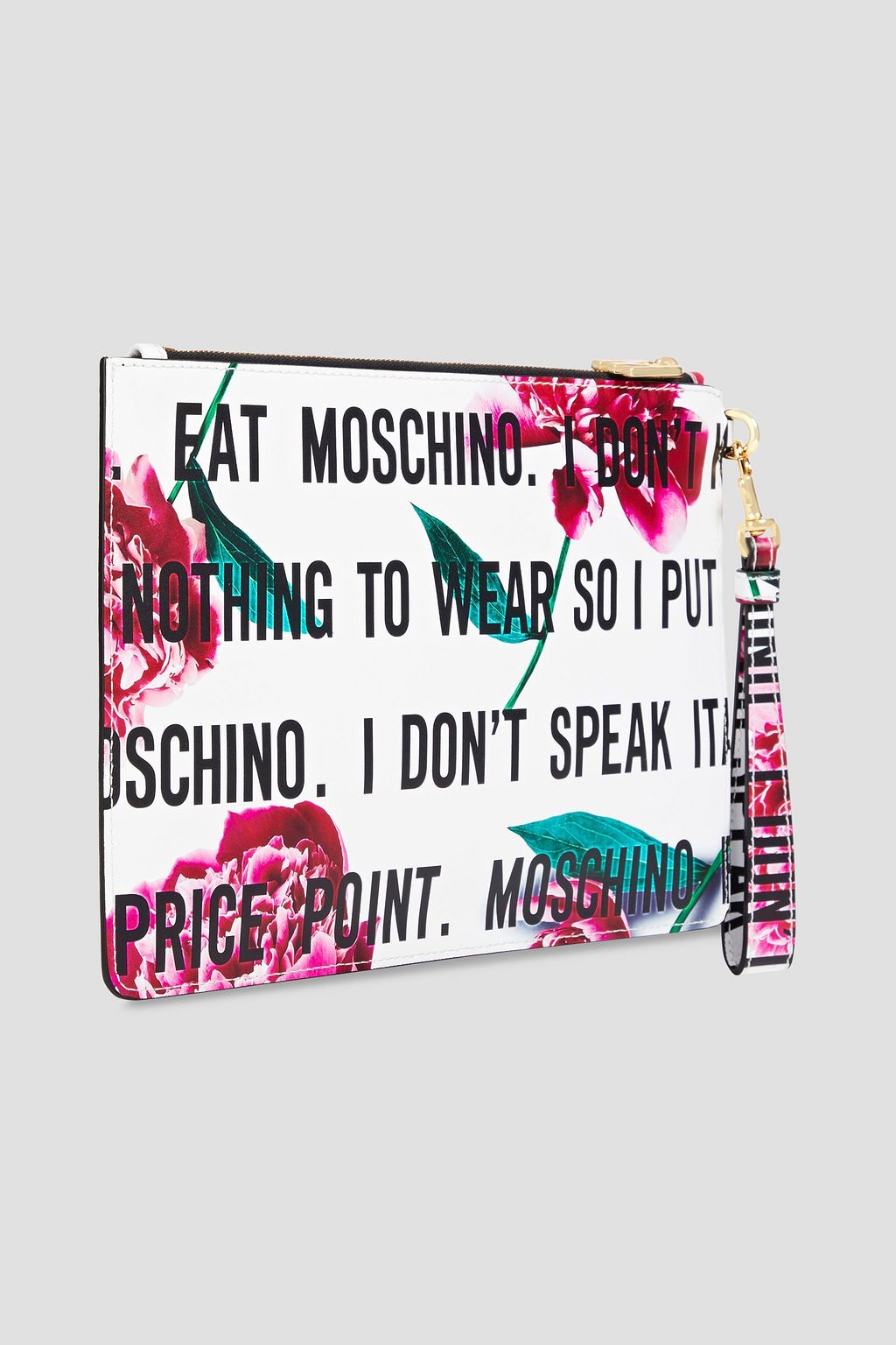 MOSCHINO Printed leather clutch