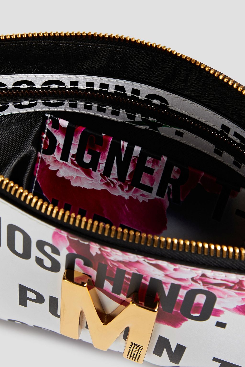 MOSCHINO Printed leather clutch