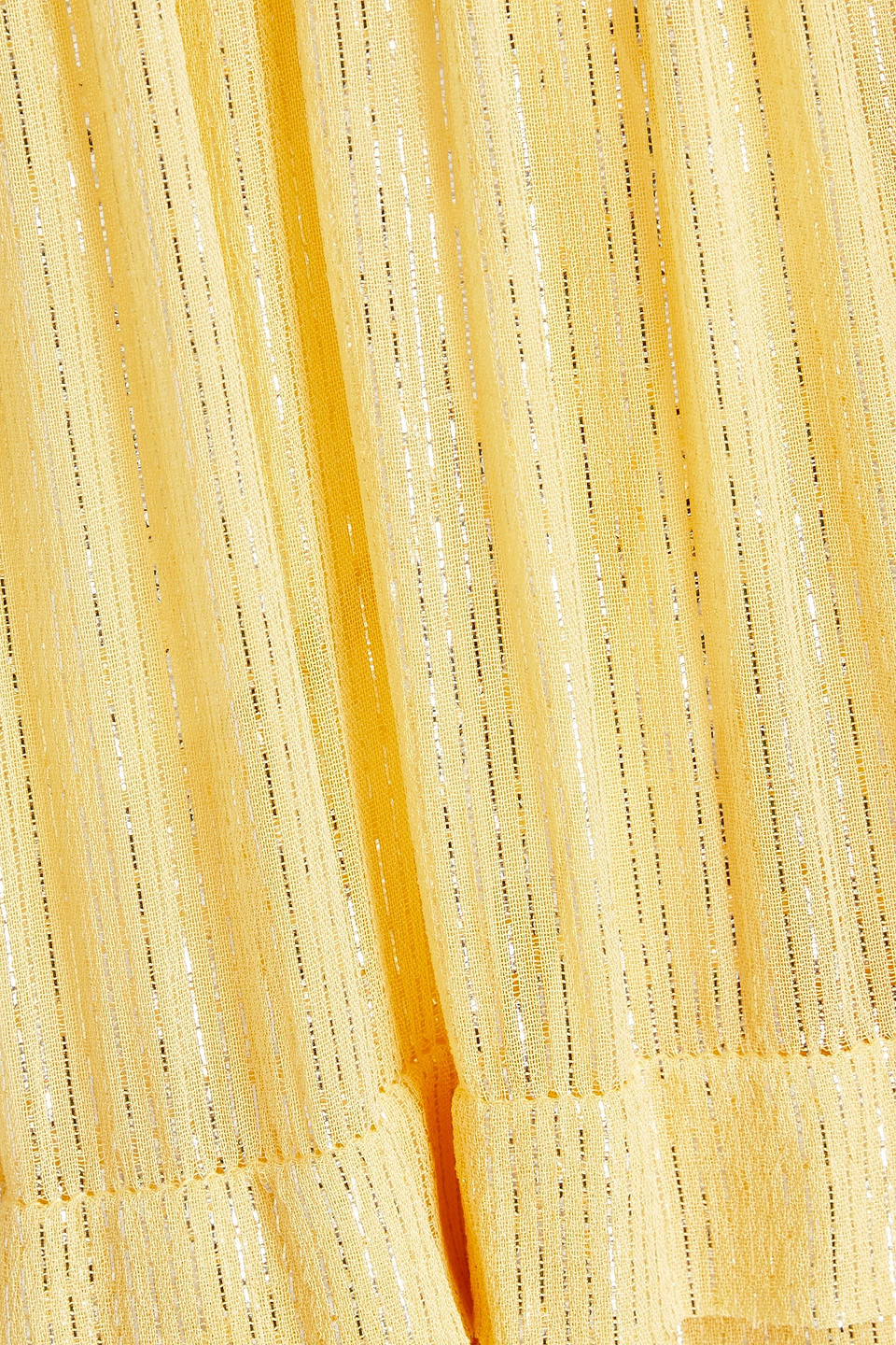 SUNDRESS GATHERED METALLIC GEORGETTE MIDI DRESS