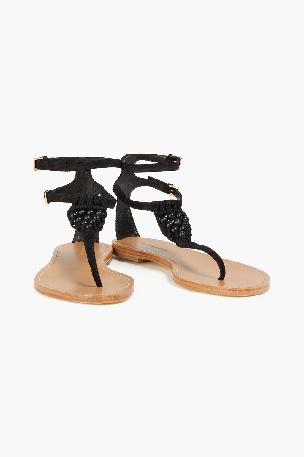 ALBERTA FERRETTI 비즈 장식 스웨이드 & 마크라메 샌들