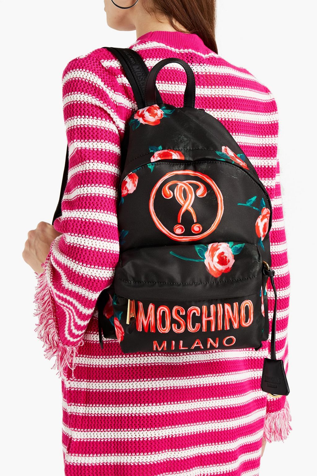 MOSCHINO Bedruckter Rucksack aus glänzendem Twill
