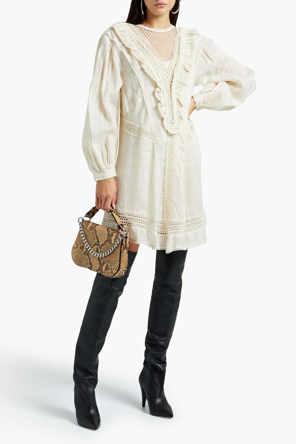ISABEL MARANT Rowina crochet-paneled linen dress