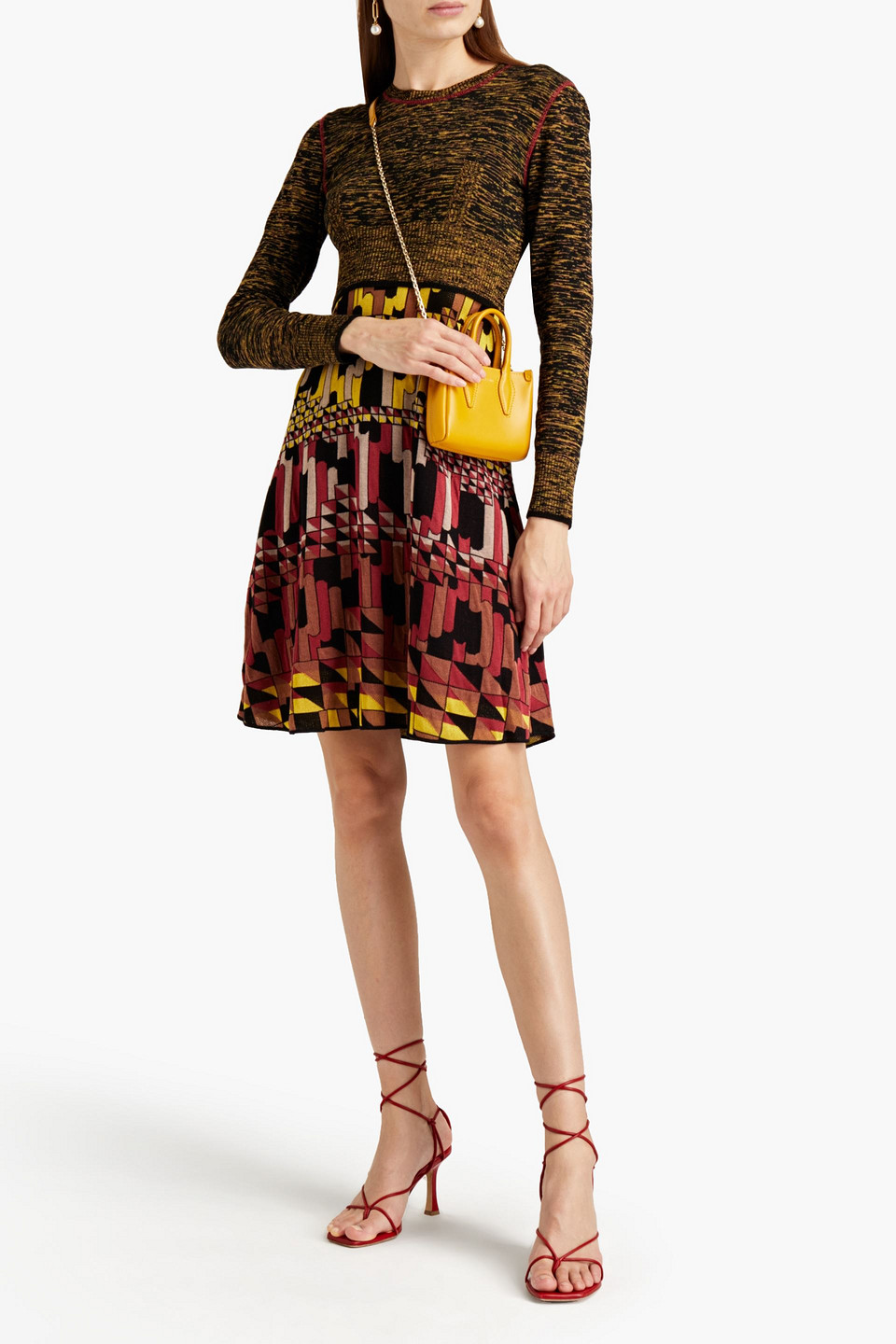 M Missoni Paneled Knitted Mini Dress