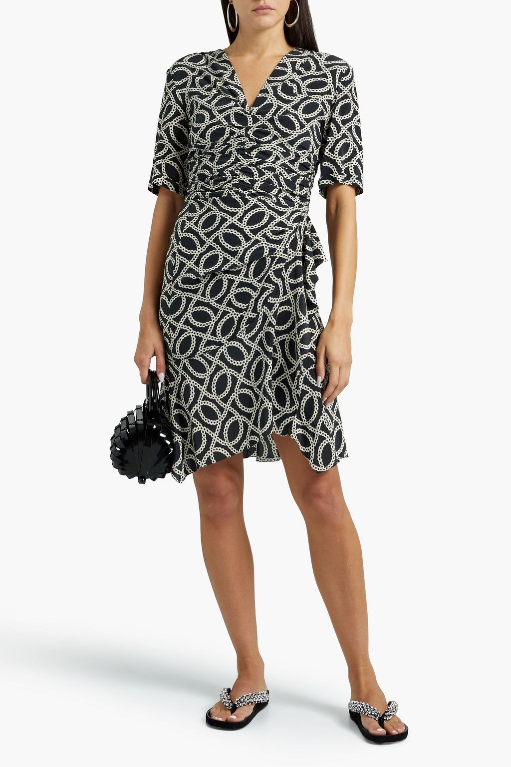 ISABEL MARANT Arodie ruched printed silk-blend crepe midi dress