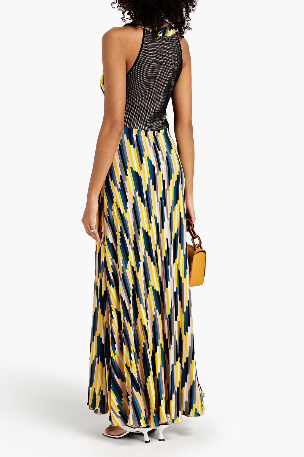 M MISSONI Crochet-paneled printed jersey maxi dress