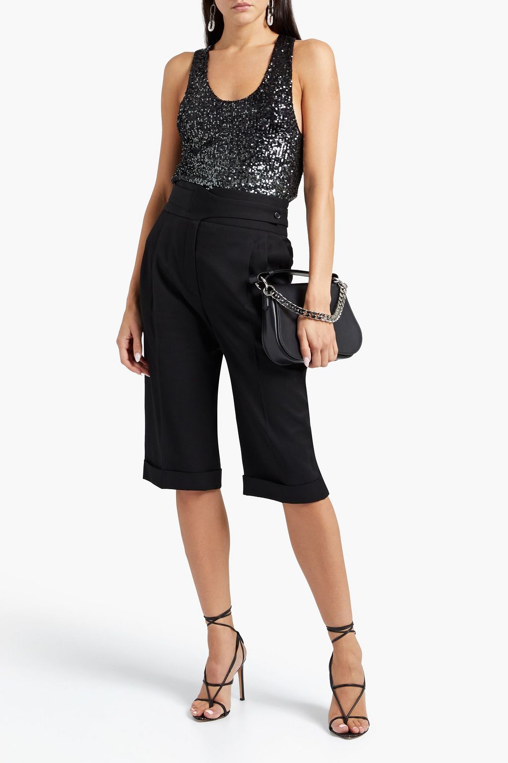 SAINT LAURENT Sequin-embellished tulle top