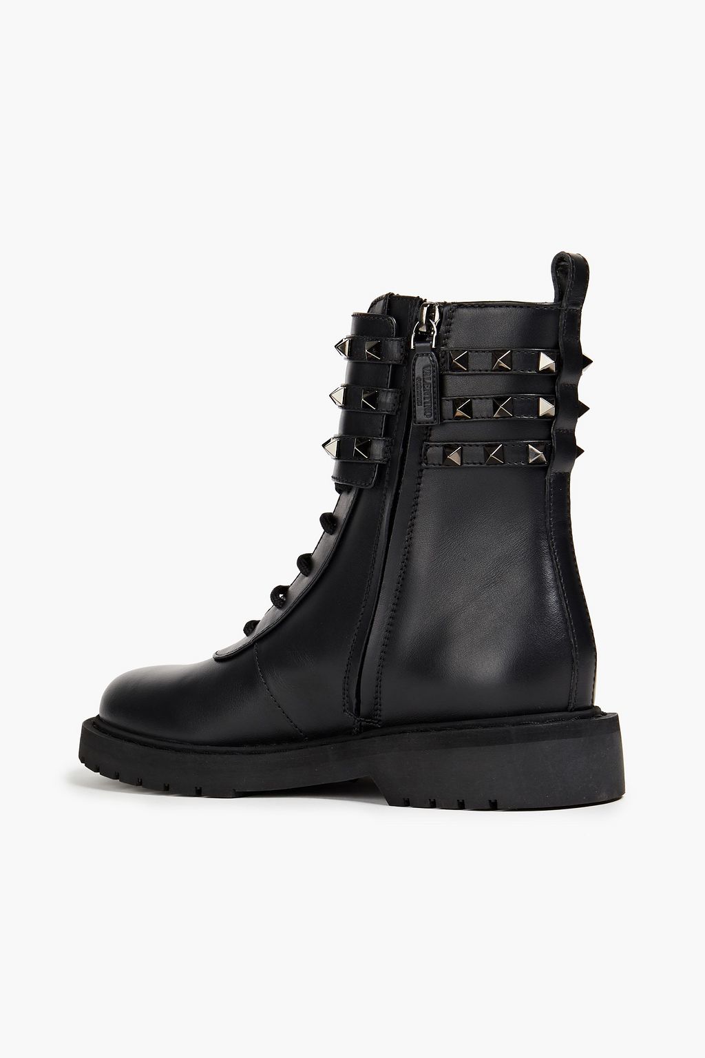 VALENTINO GARAVANI Rockstud バックル付き レザー コンバットブーツ