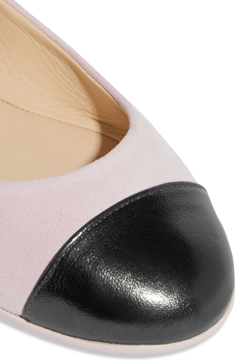 JIMMY CHOO Gaze leather-trimmed suede ballet flats