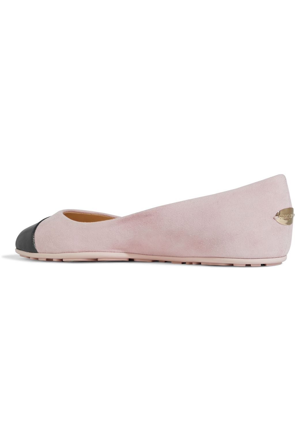 JIMMY CHOO Gaze leather-trimmed suede ballet flats