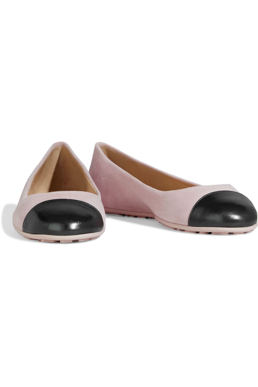 JIMMY CHOO Gaze leather-trimmed suede ballet flats