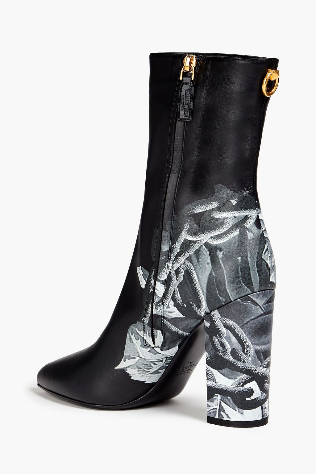 VALENTINO GARAVANI Floral-print leather ankle boots