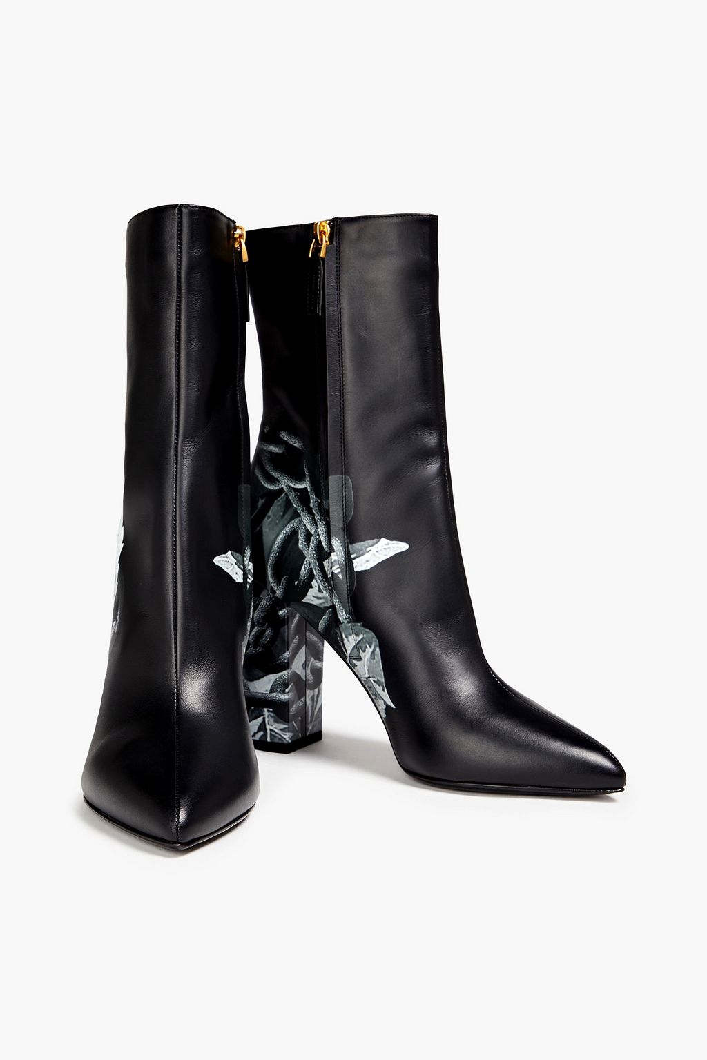 VALENTINO GARAVANI Floral-print leather ankle boots