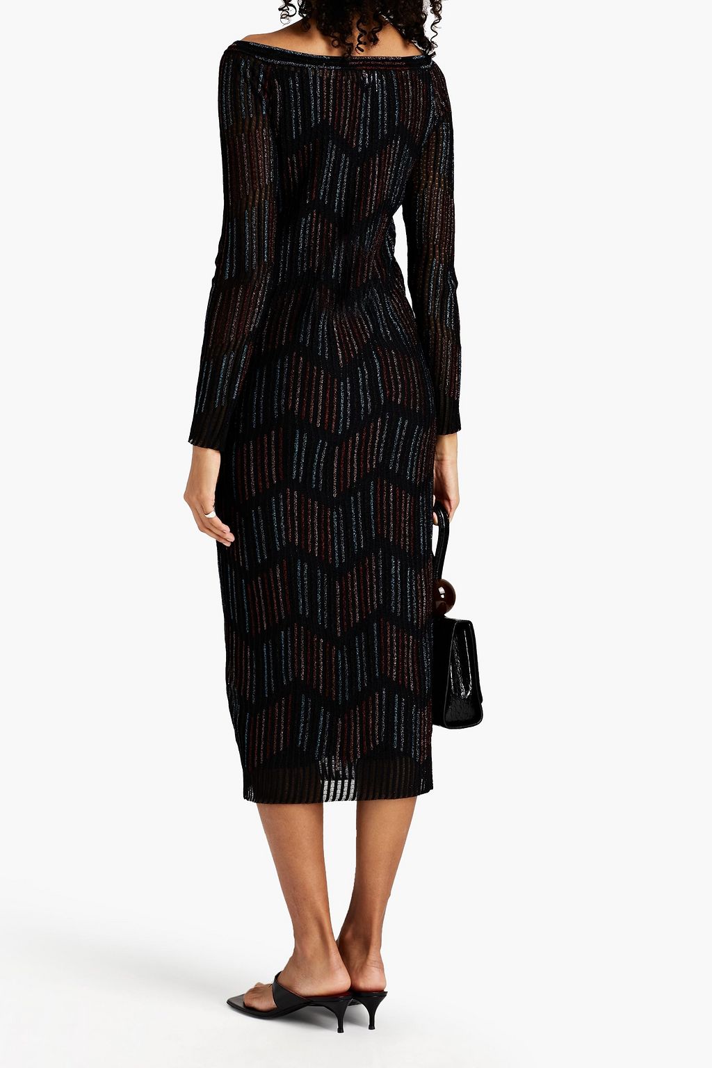 M MISSONI Metallic pointelle-knit midi dress
