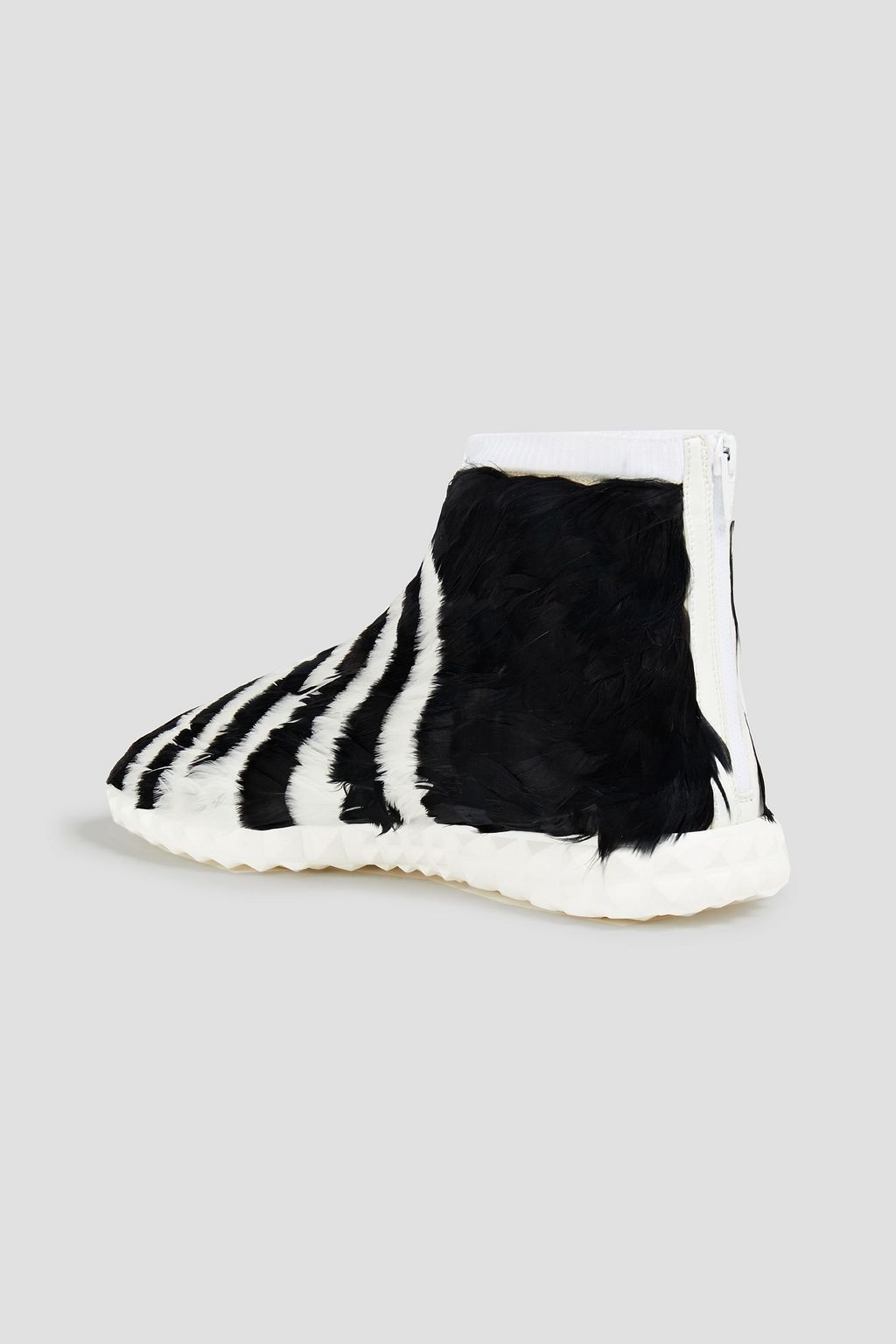 VALENTINO GARAVANI Feather-embellished leather high-top sneakers