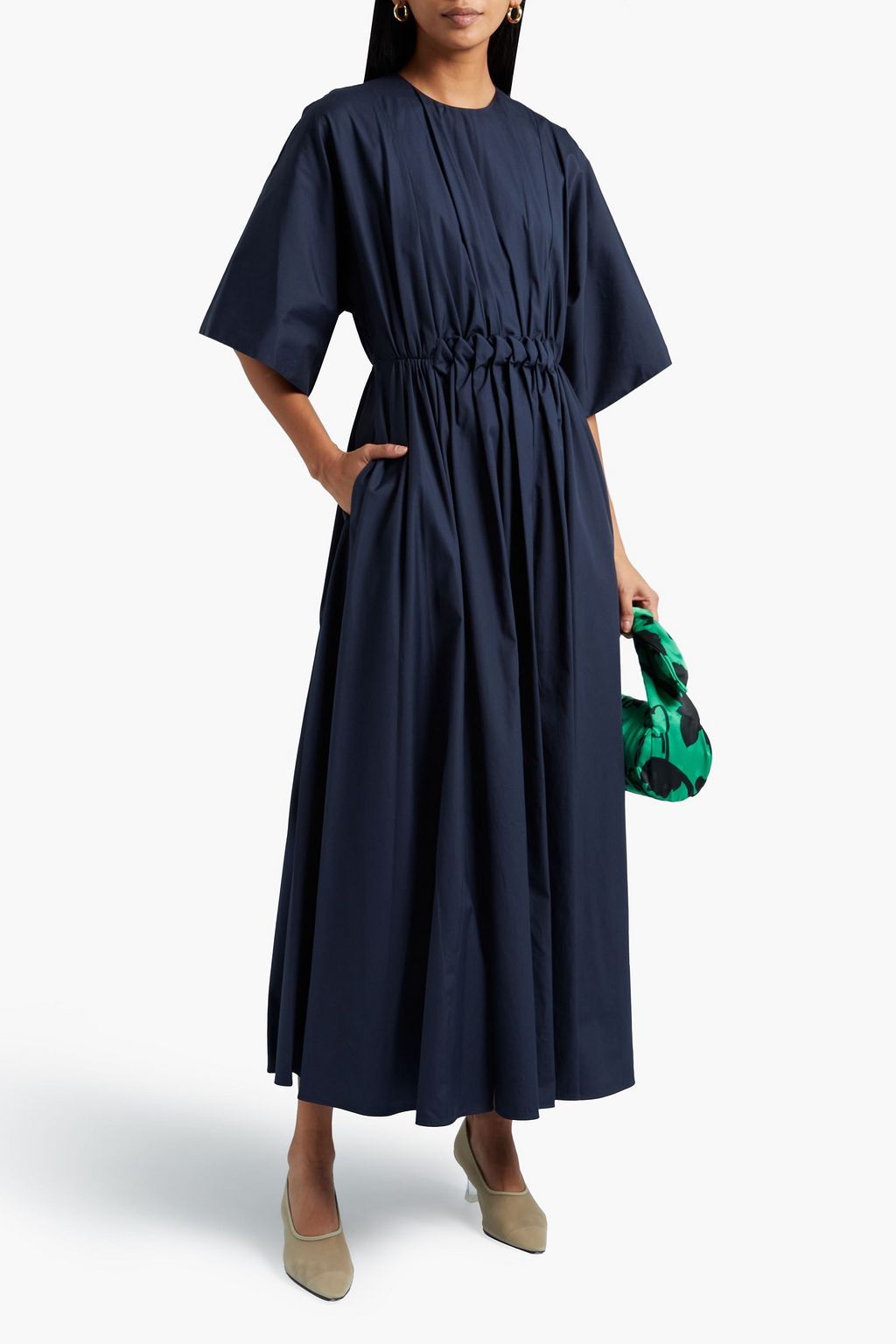 ROKSANDA Manu gathered cotton-poplin midi dress